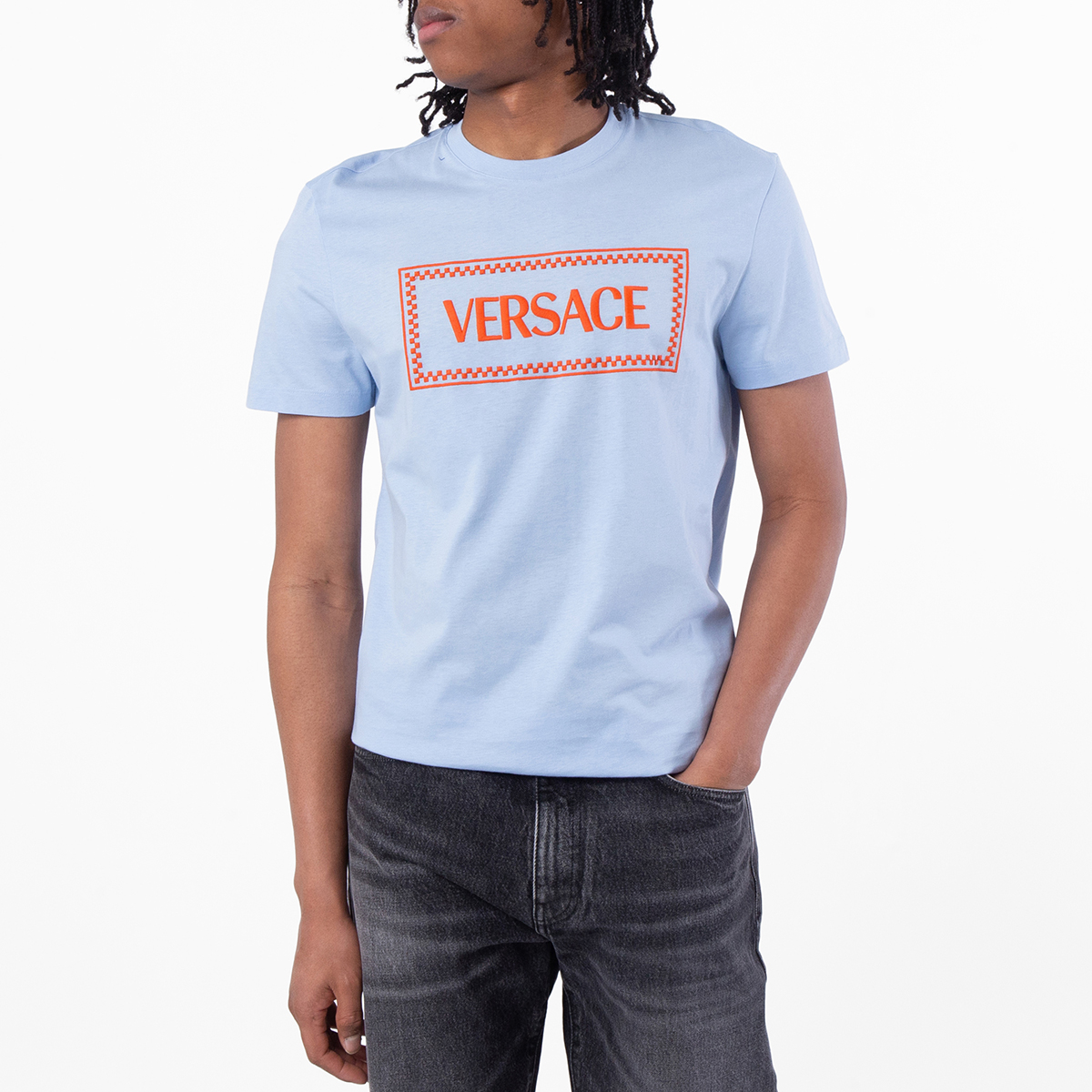 【状態考慮】★VERSACE★M★Tシャツ★総柄★バロック紋様★ Versace Embroidered Logo T-Shirt, Size Medium 1011694-1A08584