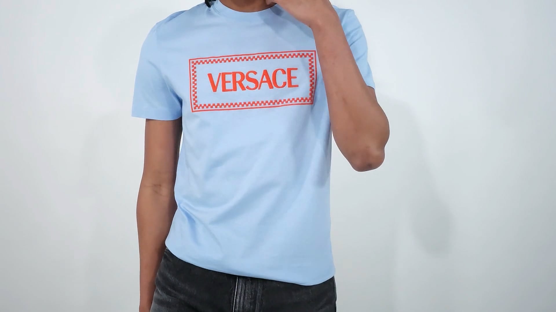 Versace Embroidered Logo T-Shirt, Size Medium 1011694-1A08584