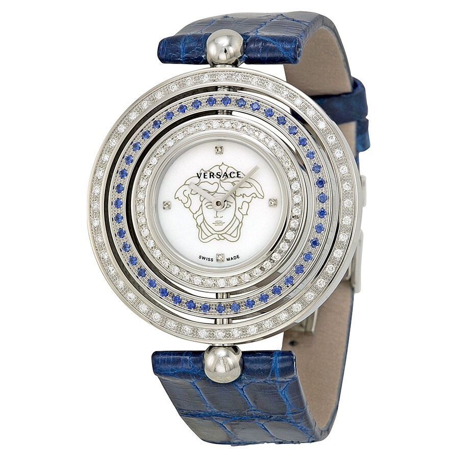 Versace Eon White Dial Diamond and Sapphire Ladies Watch 80Q941D497