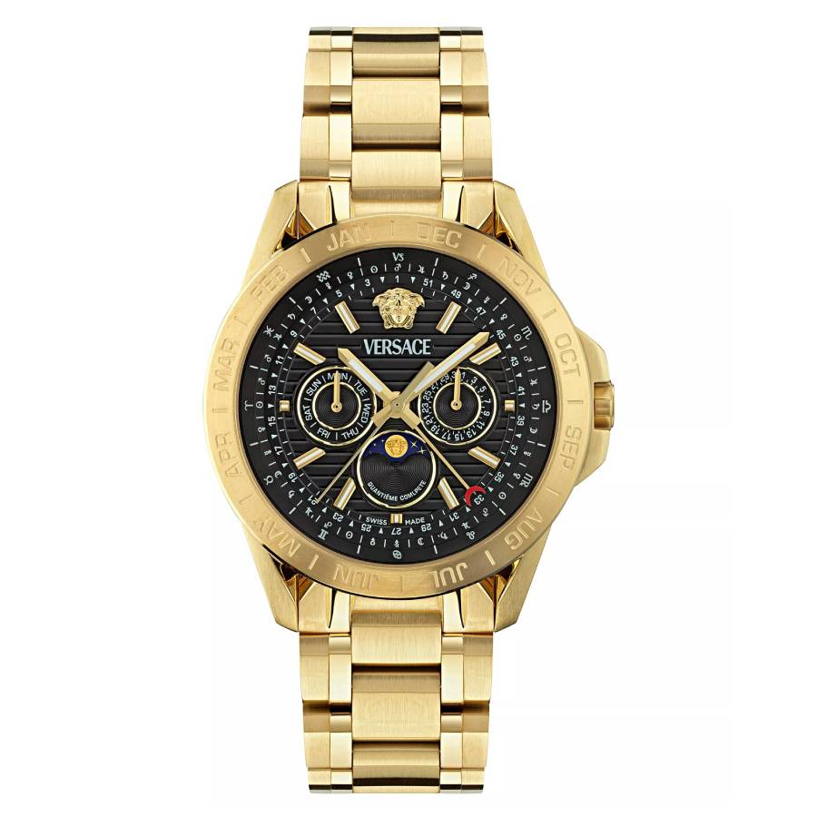 Versace Galaxy Moonphase Quartz Black Dial Men's Watch VE0K00425