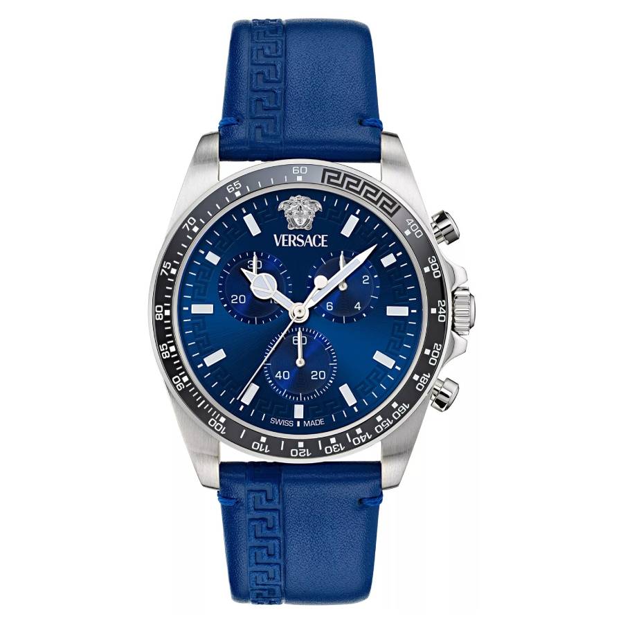 Versace Greca Chrono Wave Chronograph Quartz Blue Dial Men's Watch