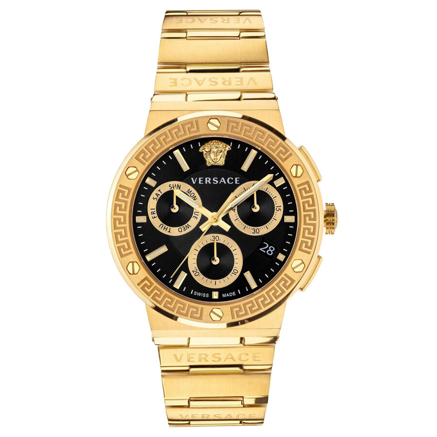 VERSACE　ベルサーチ　腕時計　クロノグラフ　VEZ900421　43 Versace Greca Logo Chronograph Quartz Black Dial Men's Watch