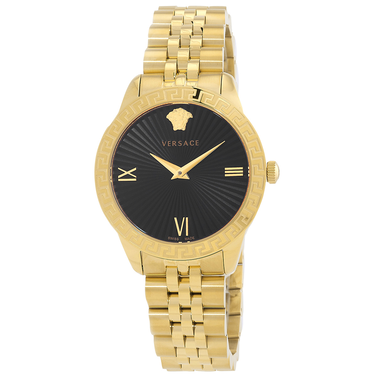 ジャンク品 VERSACE レディース 腕時計 versace-greca-signature-black-