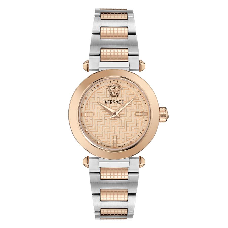Versace Greek Quartz Rose Gold Dial Ladies Watch VE5B00425