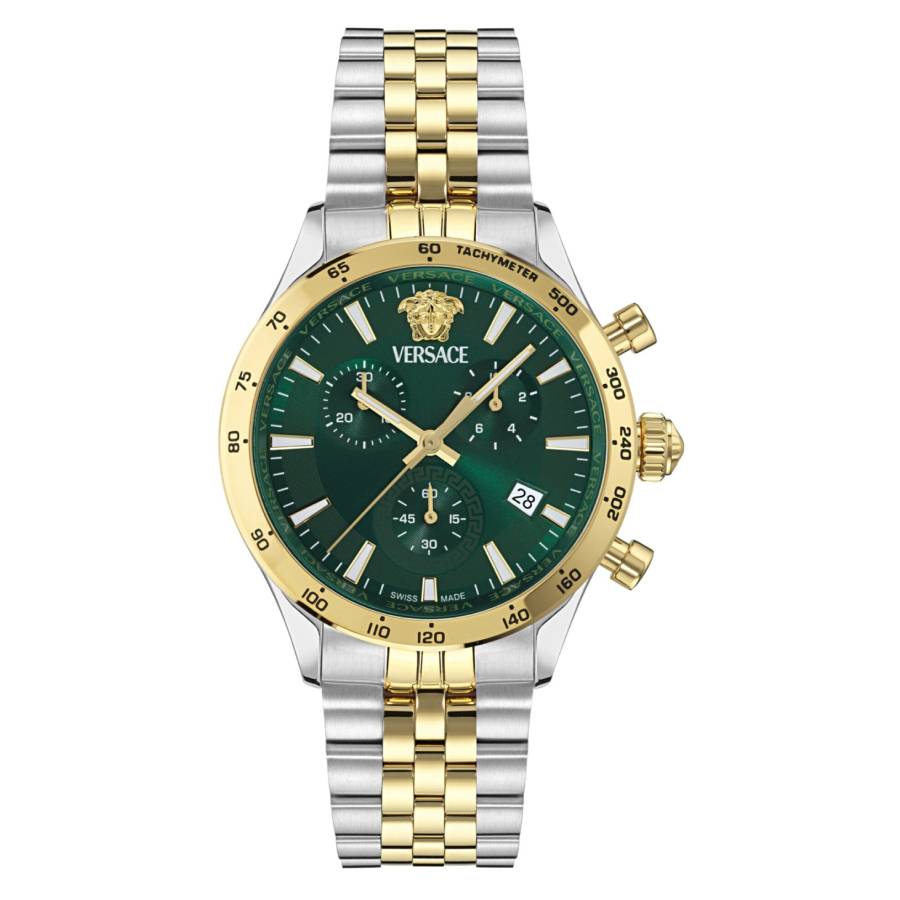 VERSACE メンズ 腕時計 VECFA0224 クォーツ Versace Hellenyium Chronograph Quartz Green Dial Men's Watch