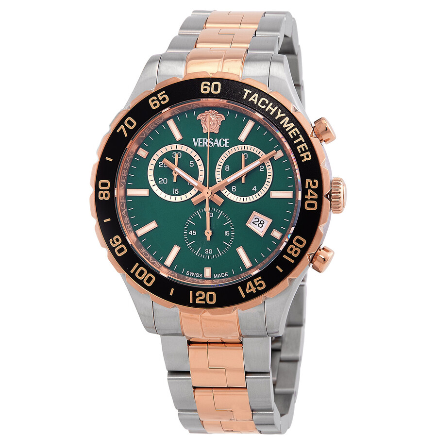 Versace Hellenyium Chronograph Quartz Green Dial Men's Watch