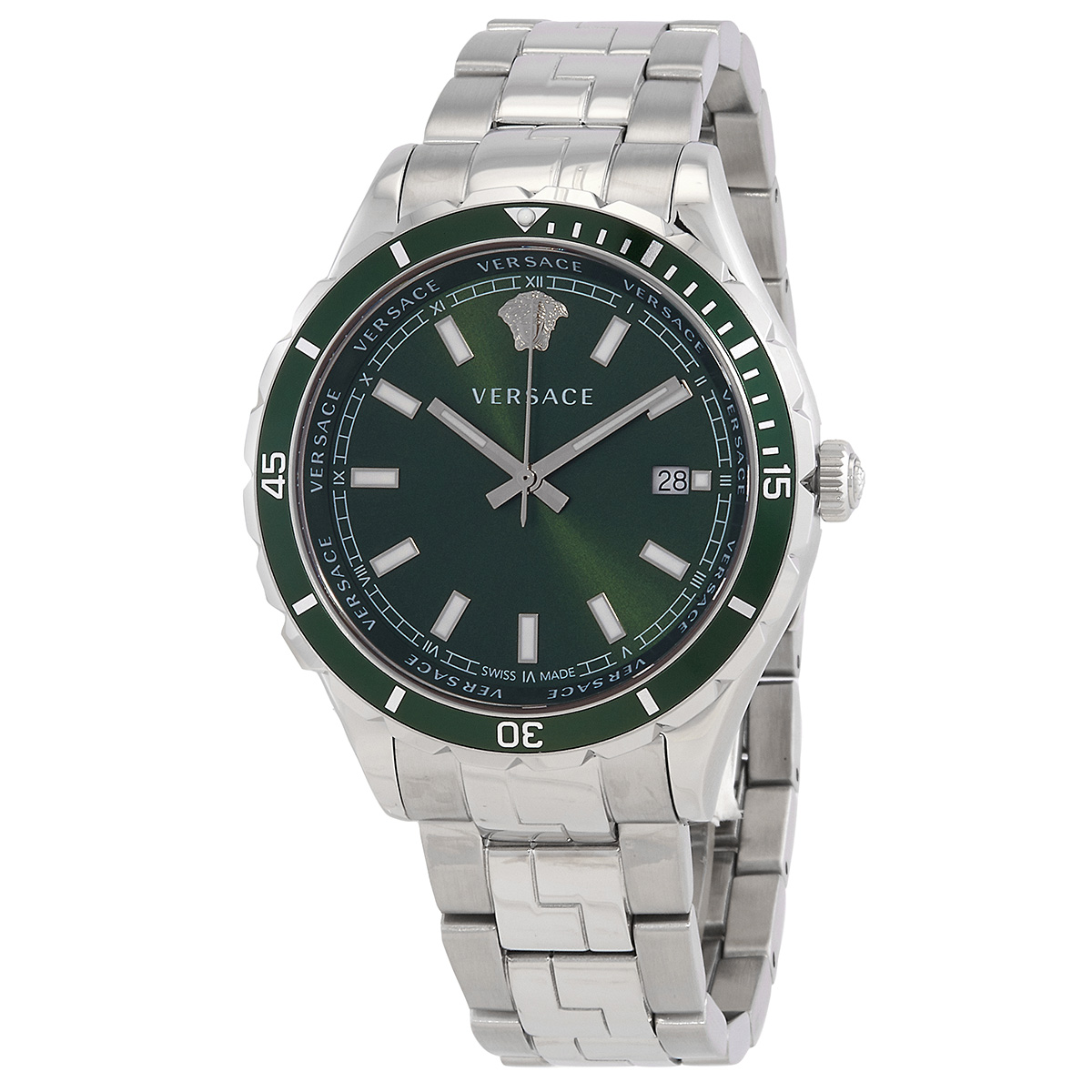 Versace Hellenyium Quartz Green Dial Men's Watch VE3A01022 196629171808 -  Watches, Hellenyium - Jomashop