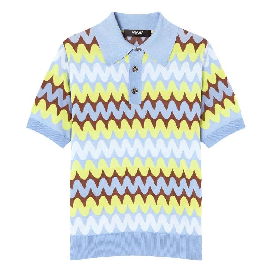 Jacquard Wave Knit Polo Shirt