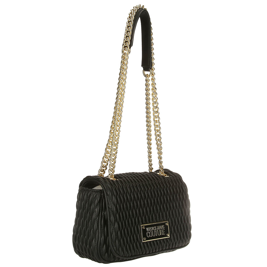 Versace Jeans Couture Quilted Chain-linked Shoulder Bag In Black