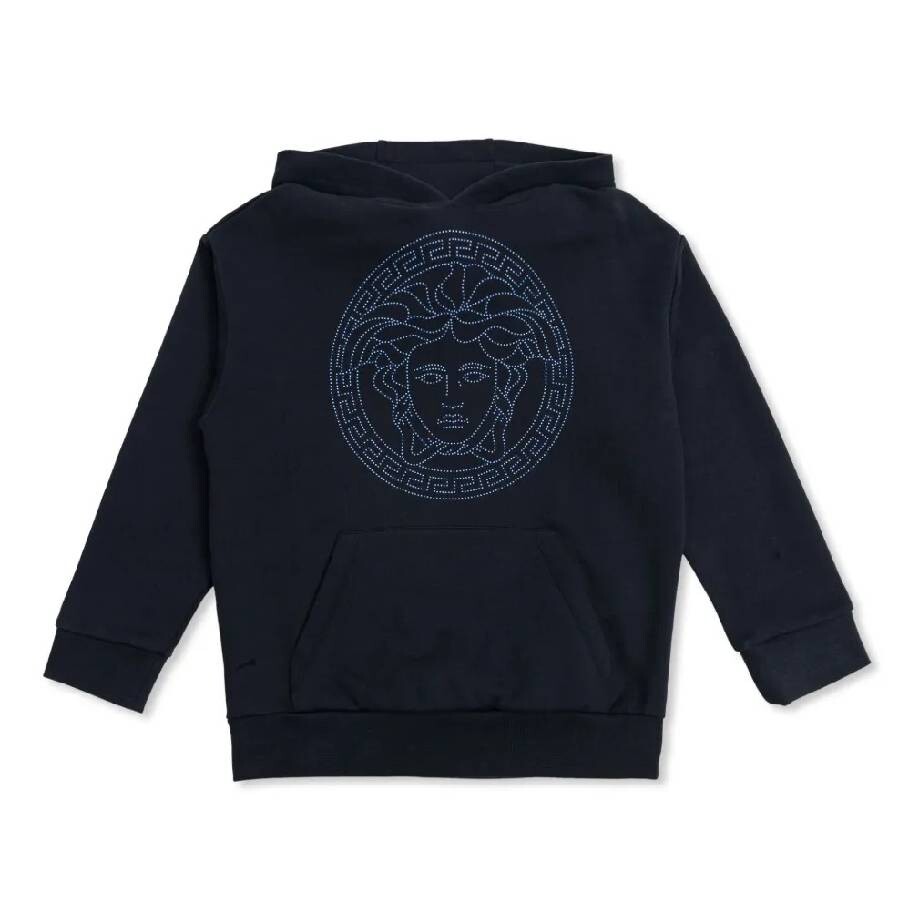 Versace Kids Navy Blue Medusa Head Hoodie