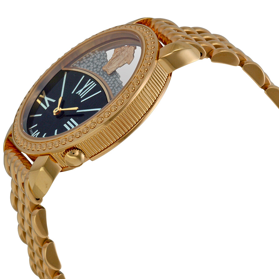 Versace Krios 93Q Black Enamel and Transparent Dial Rose Goldplated