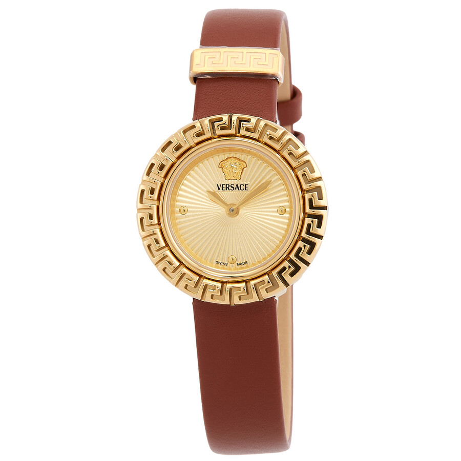 Versace La Greca Quartz Gold Dial Ladies Watch VE8C00124 - Watches
