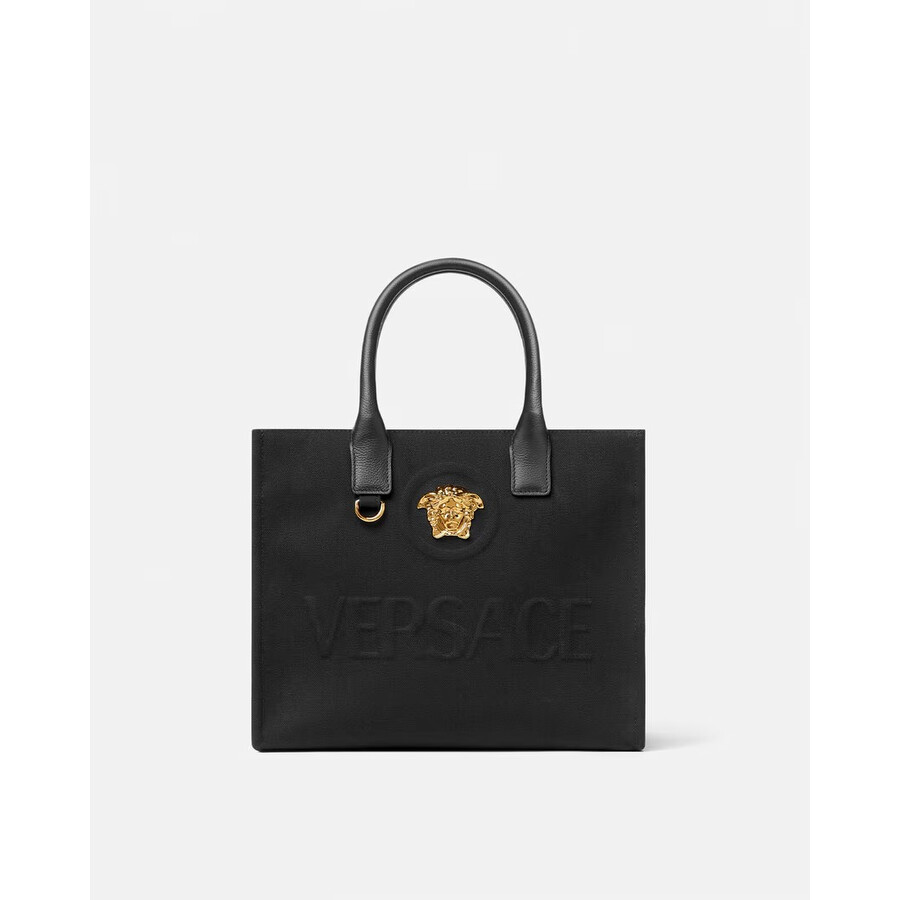 Versace La Medusa Canvas Small Tote Bag In Multi