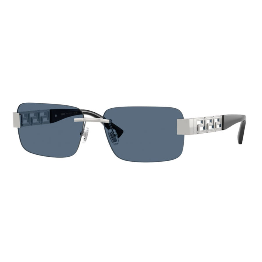 Versace Ladies Black Rectangular Sunglasses Ve2298 1001/80 In ["blue"]