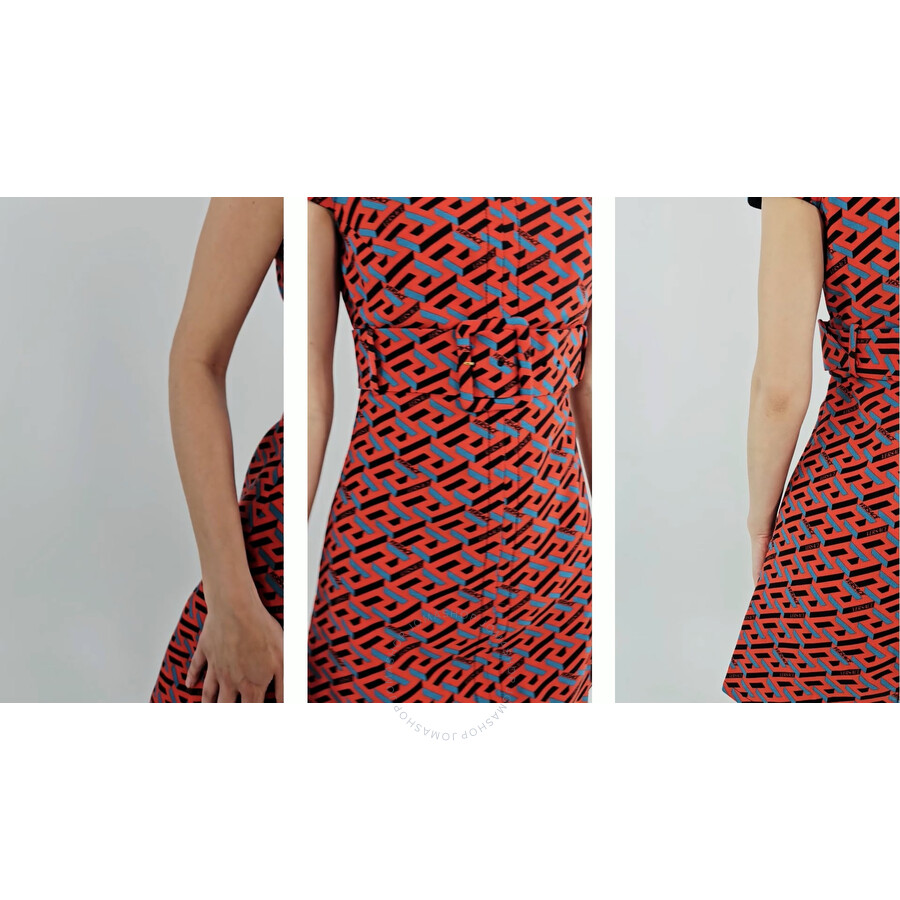 【送料&関税込】Versace Monogram Knit Dress Versace Monogram Knit Mini Dress In Blue - 42% Off