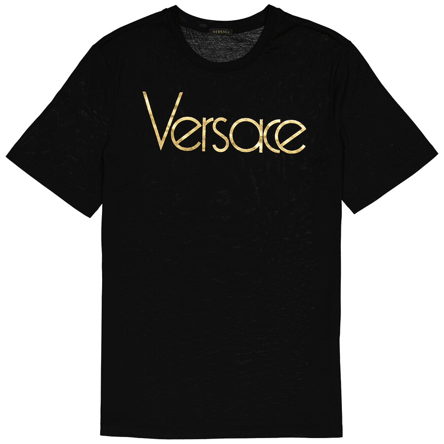 VERSACE スパンコール ブランドロゴ Tシャツ ブラック Versace Jeans Couture スパンコール ロゴ Tシャツ | ブラック