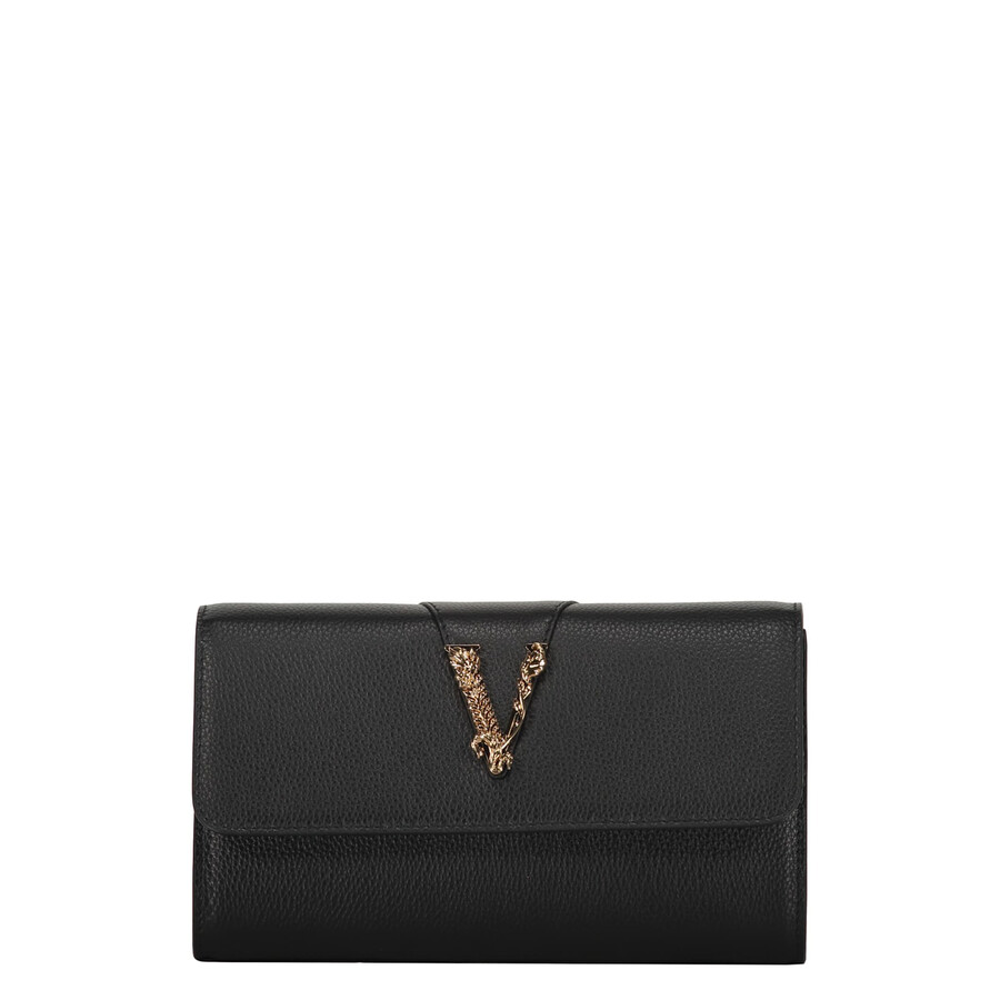 Versace Leather Clutch In Black
