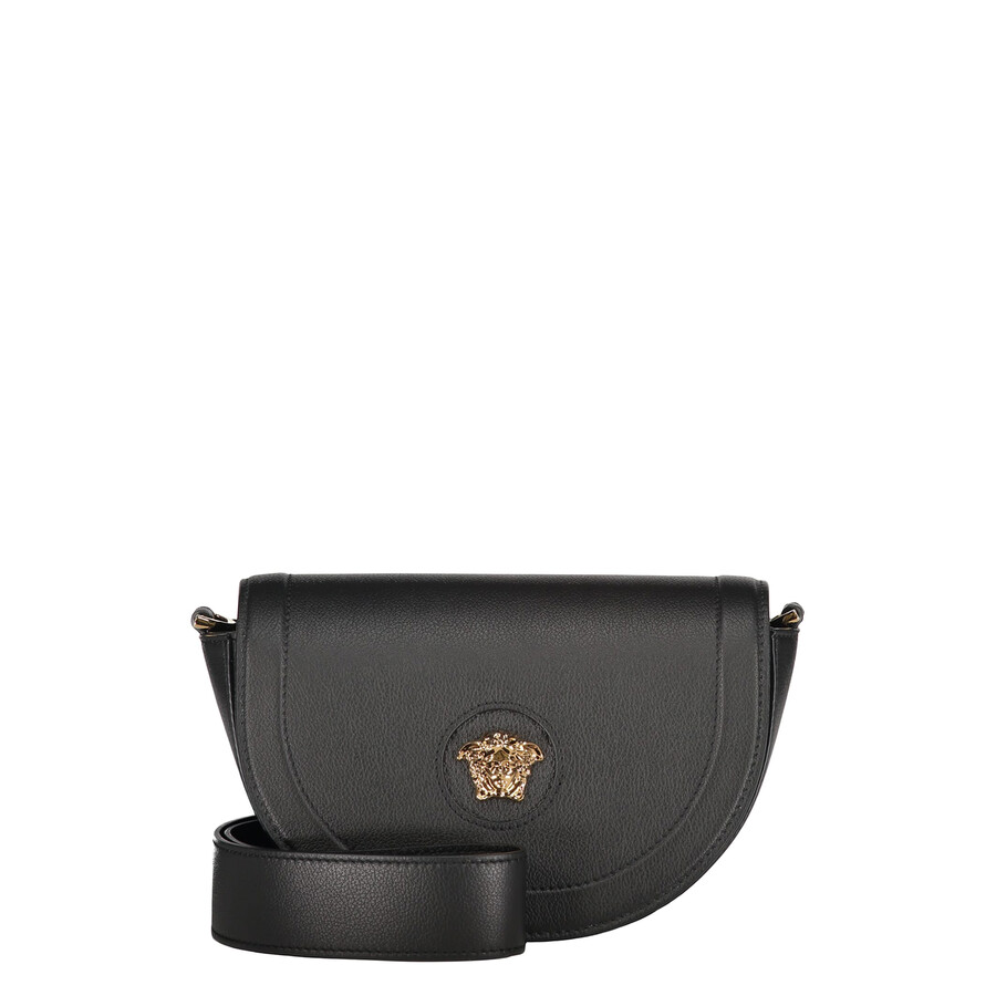 Versace Leather Crossbody Bag In Black