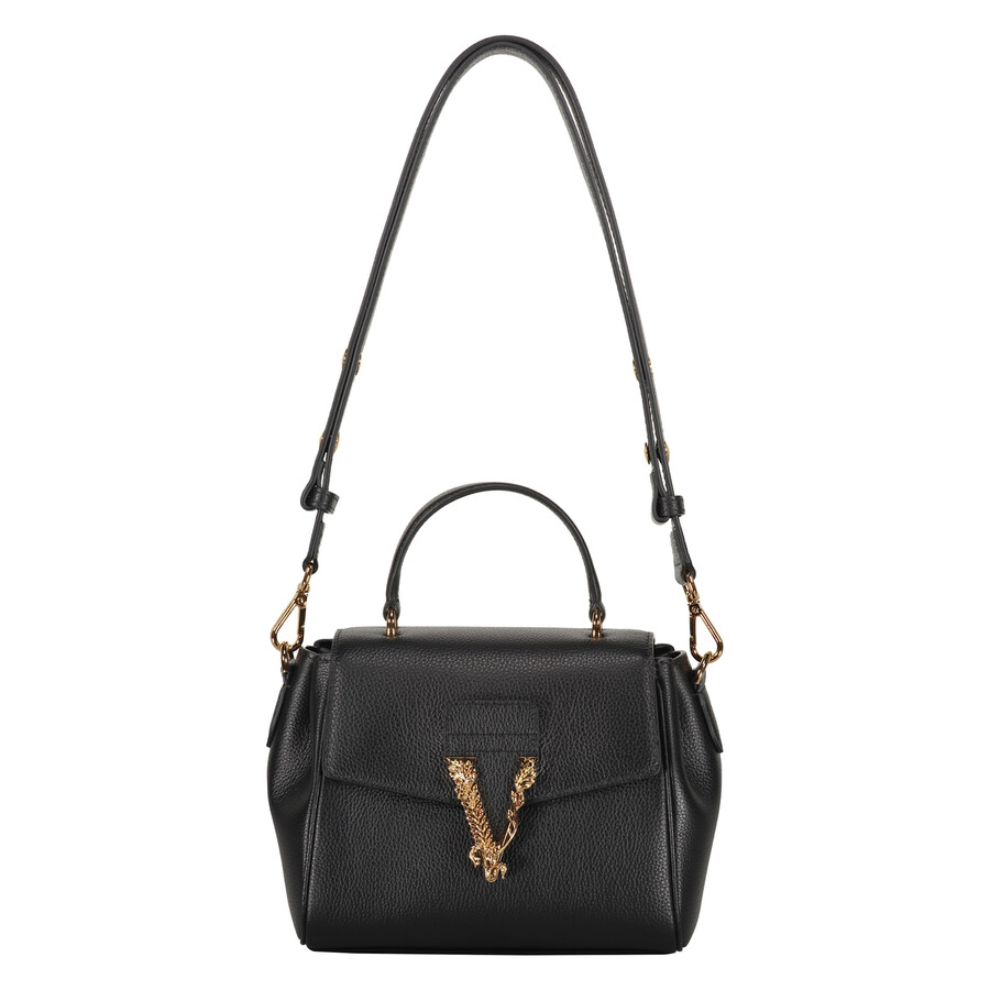 Versace Leather Crossbody Bag In Black