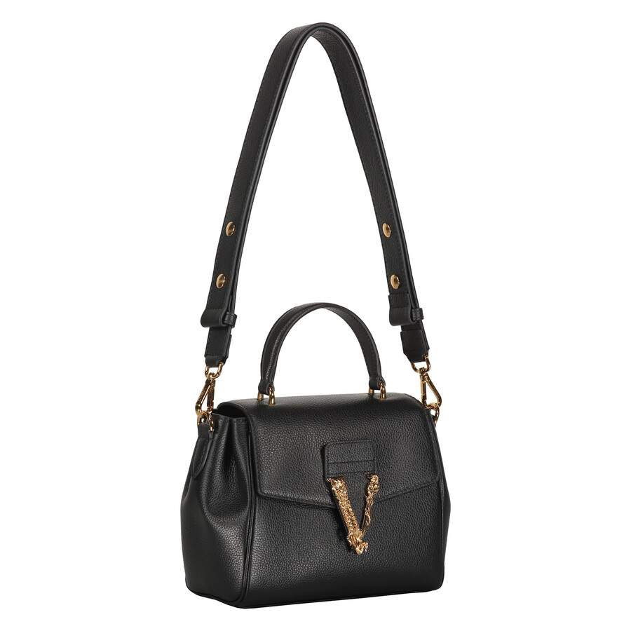 Versace Leather Crossbody Bag In Black