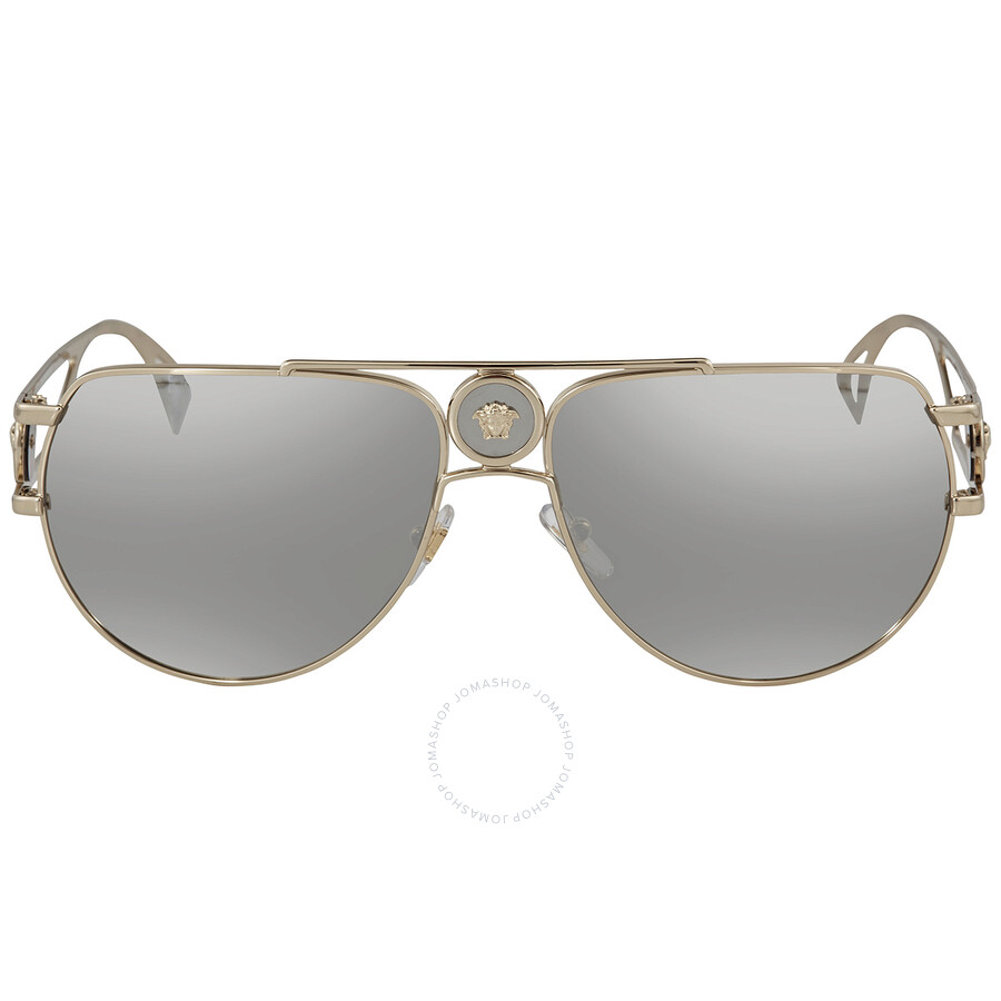 Versace Men's 60mm Pale Gold Sunglasses Ve2225-12526g-60 In Grey/silver Tone