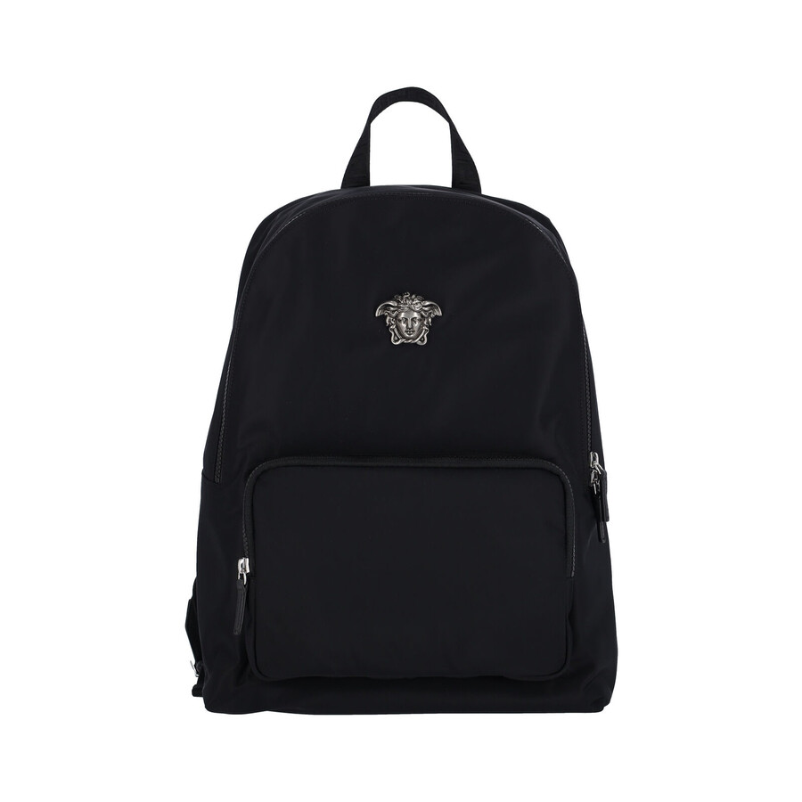 Versace Zip Pocket Top Handle Adjustable Shoulder Straps In Black