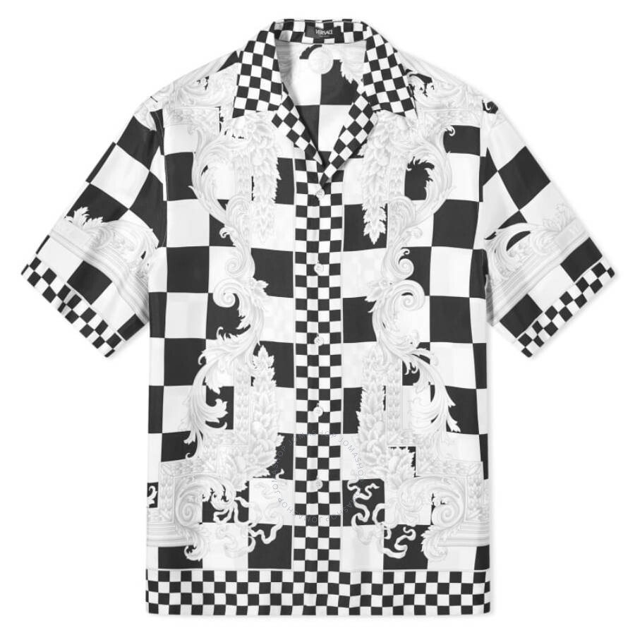 VERSACE VERSACE MEDUSA CHECKERBOARD PRINT SILK SHIRT