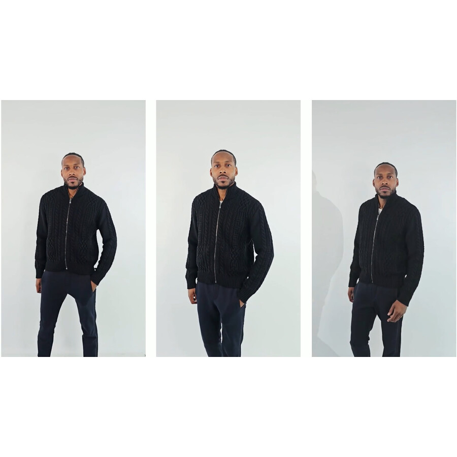 Versace Medusa Embroidered Cable-Knit Full Zip Cardigan, Brand