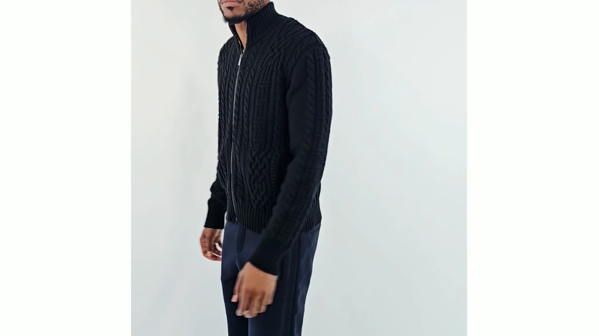 Versace Medusa Embroidered Cable-Knit Full Zip Cardigan, Brand