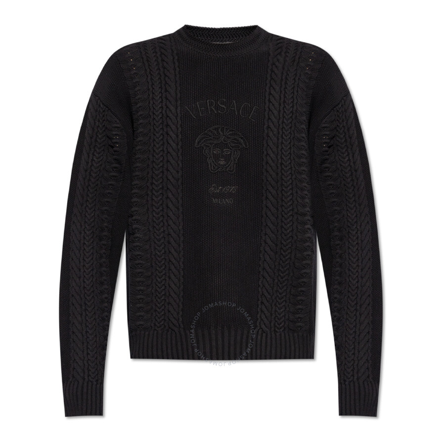 VERSACE VERSACE MEDUSA MILANO CABLE-KNIT SWEATER