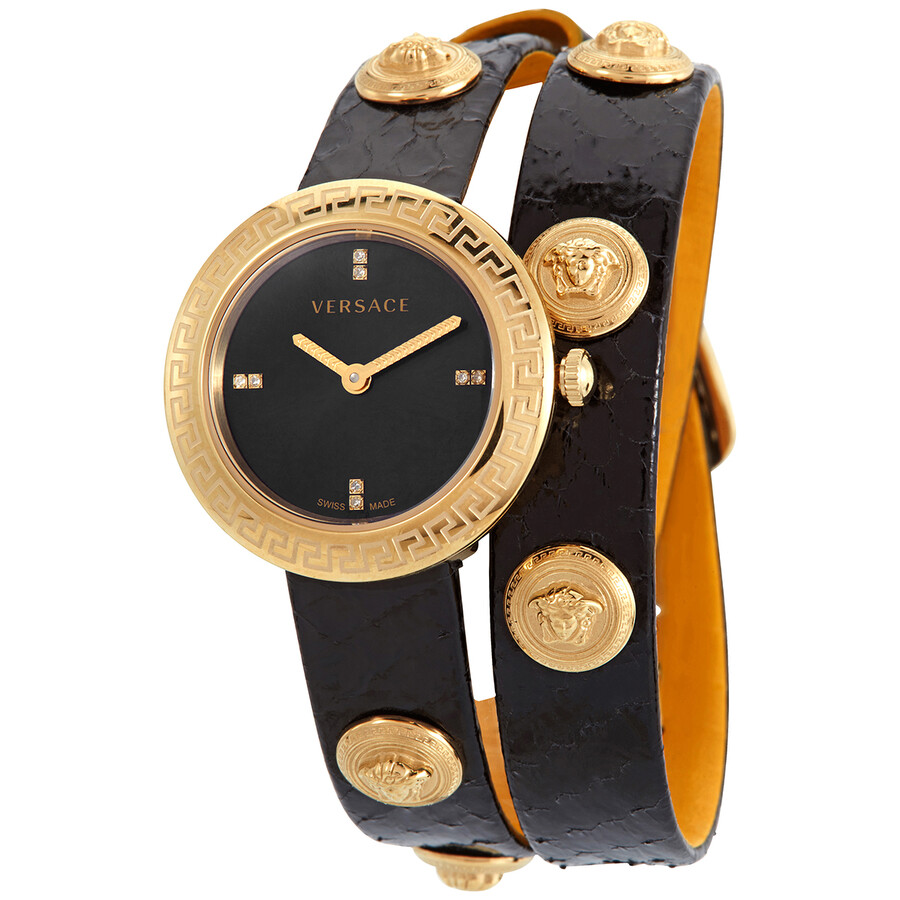 Versace Medusa Stud Icon Quartz Black Dial Ladies Watch VERF01218 Watches, Medusa Stud Icon