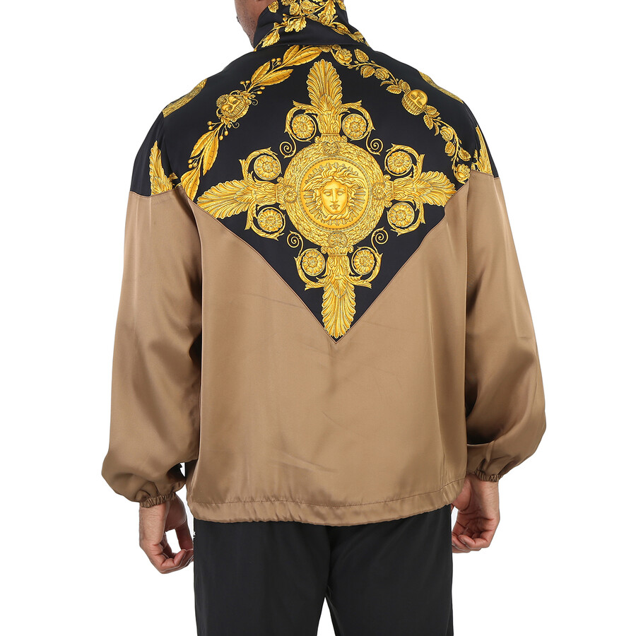 Versace Barocco Track Jacket In Gold Tone/black