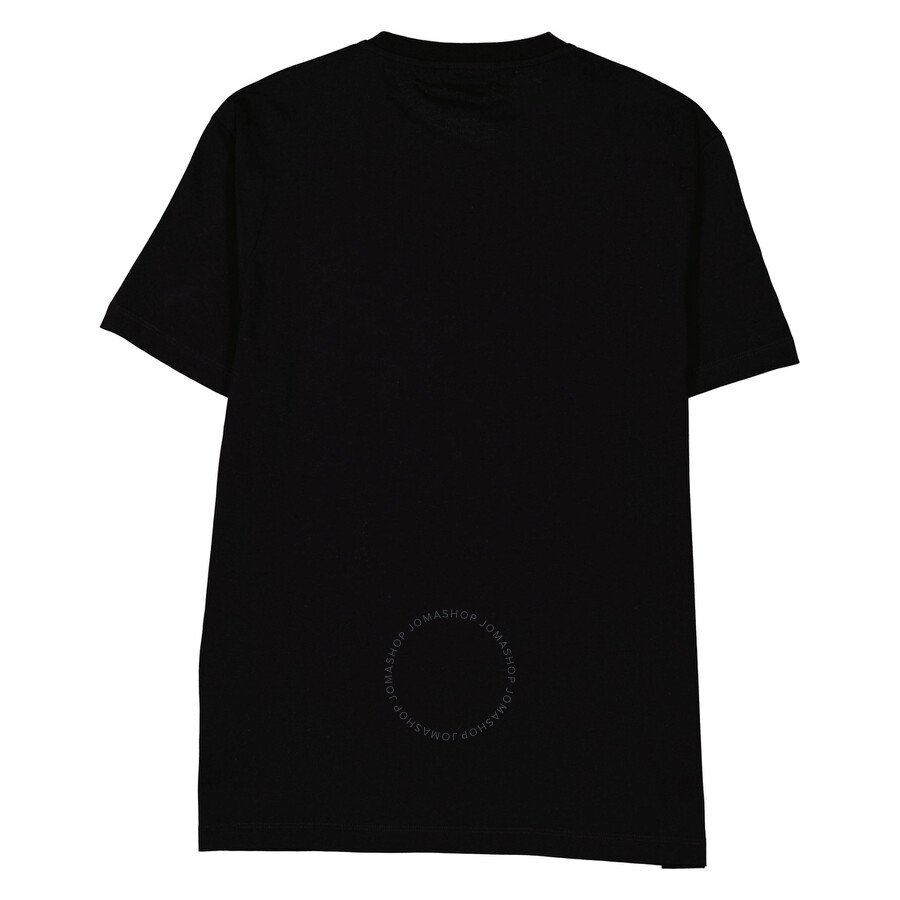 Versace Black Crewneck T-shirt With Contrasting Logo Lettering Print In Cotton