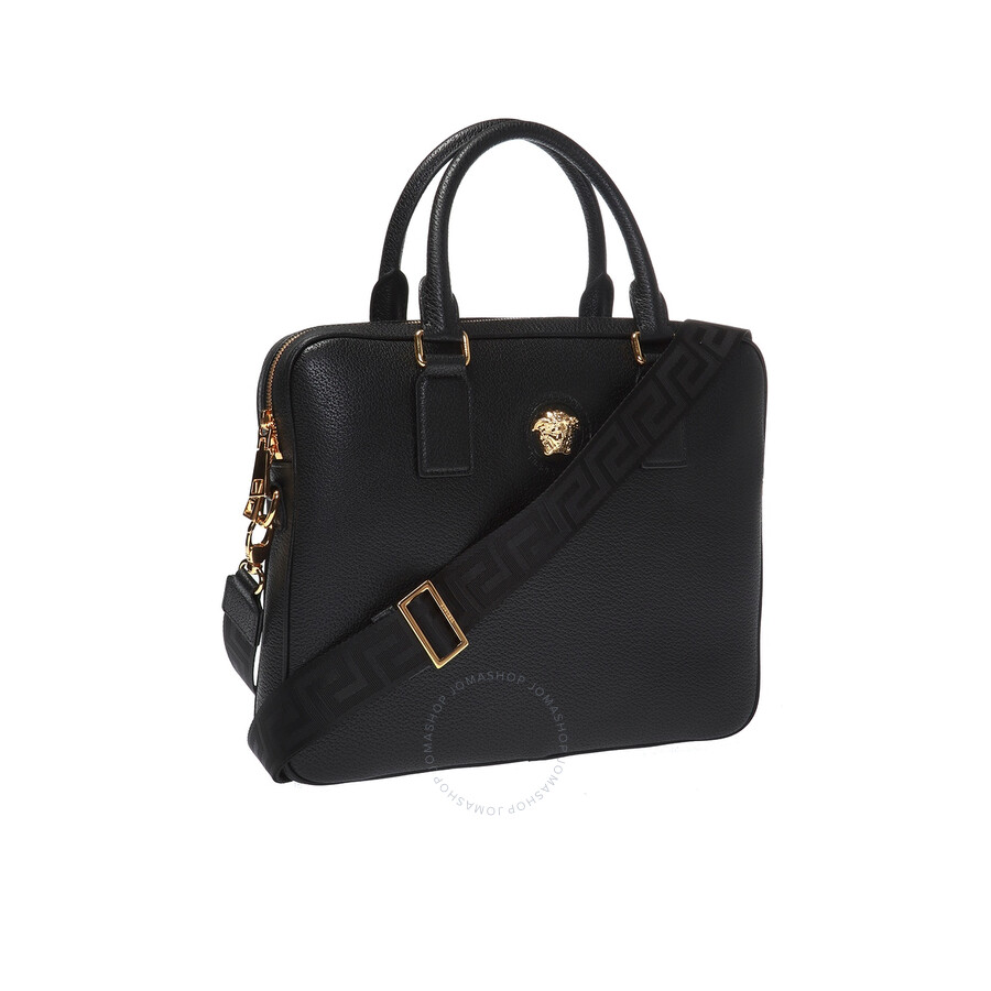 Versace Men's Black Medusa Leather Laptop Briefcase DLC5105 DGOVV D41OH