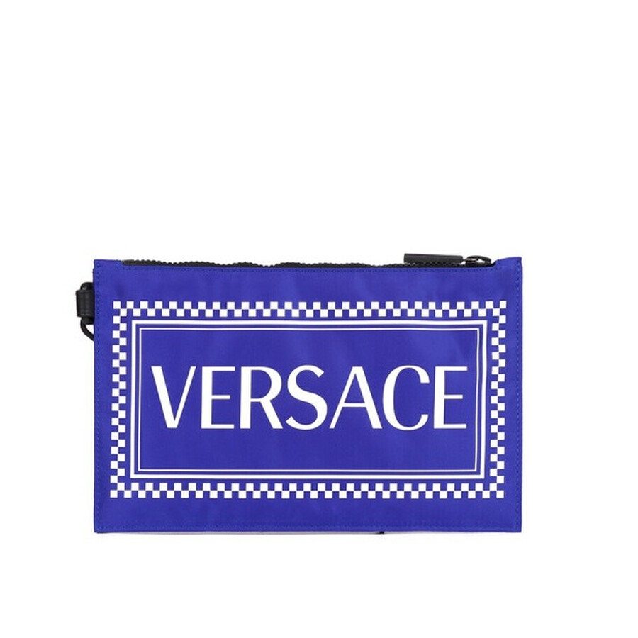 Versace Men's Blue Box Logo Zip Pouch DP84725 DNYVER D72WN