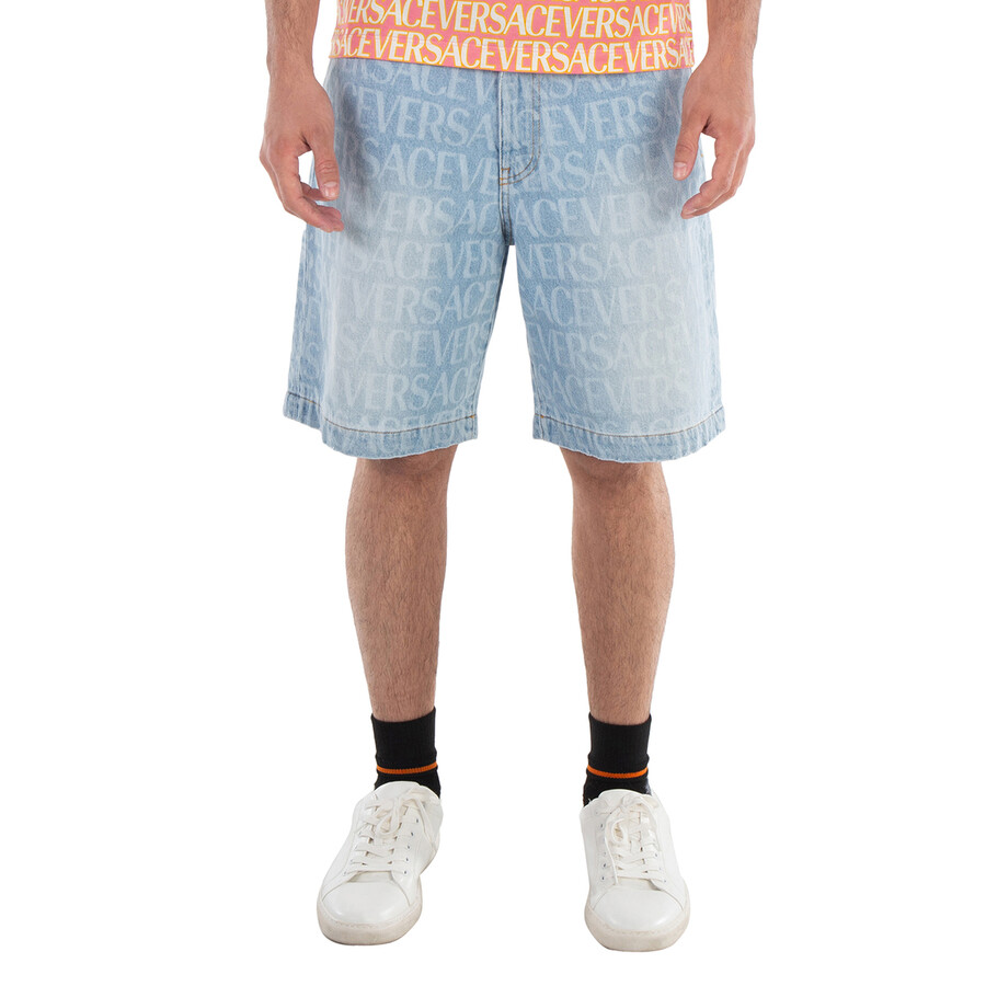 Men's Light Blue Allover Denim Shorts