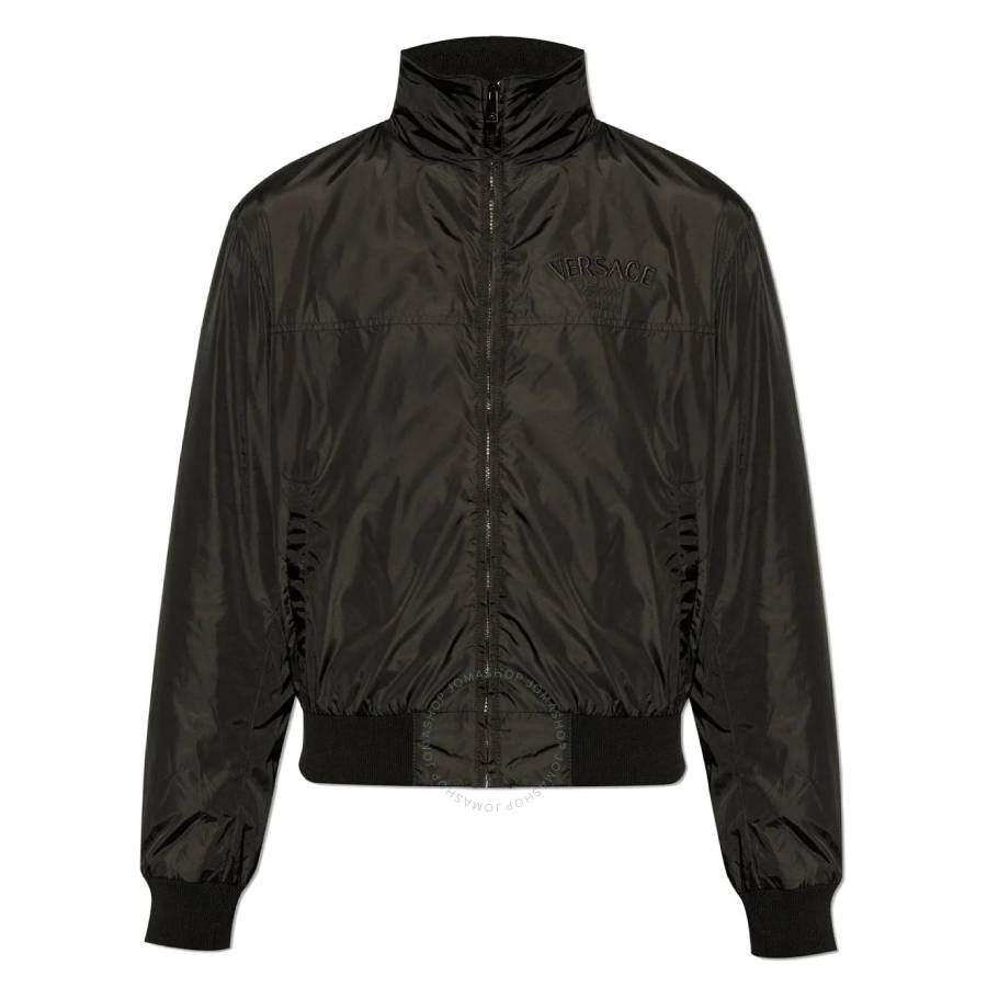 Versace Milano Logo Embroidery Blouson Jacket In Black