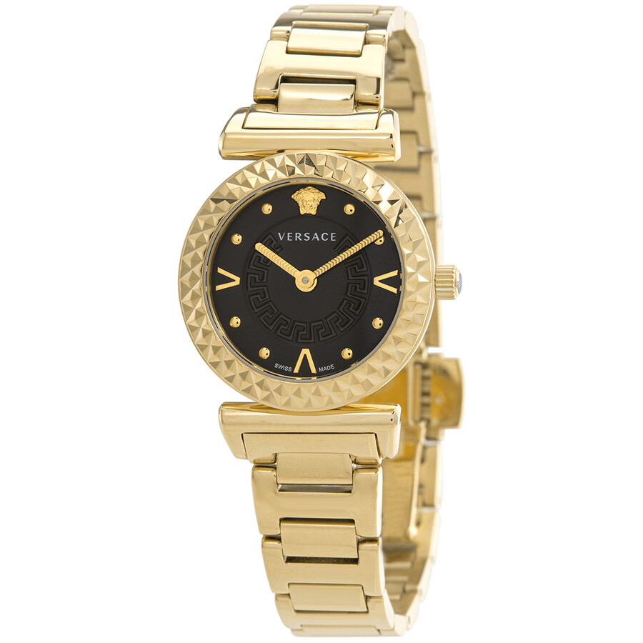 ☆VERSACE☆ Mini Vanity レディースウォッチ BLACK×GOLD♪ versace-mini-vanity-quartz-