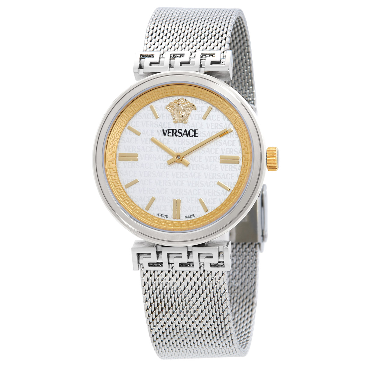 VERSACE メデューサ クリスタル 白文字盤 レディース クオーツ 腕時計 Versace Mythos Quartz White Dial Ladies Watch VETCA0424
