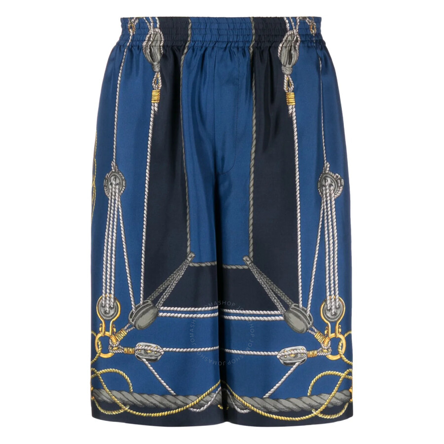 Versace Pattern-printed Elasticated Waistband Bermuda Shorts In Blue