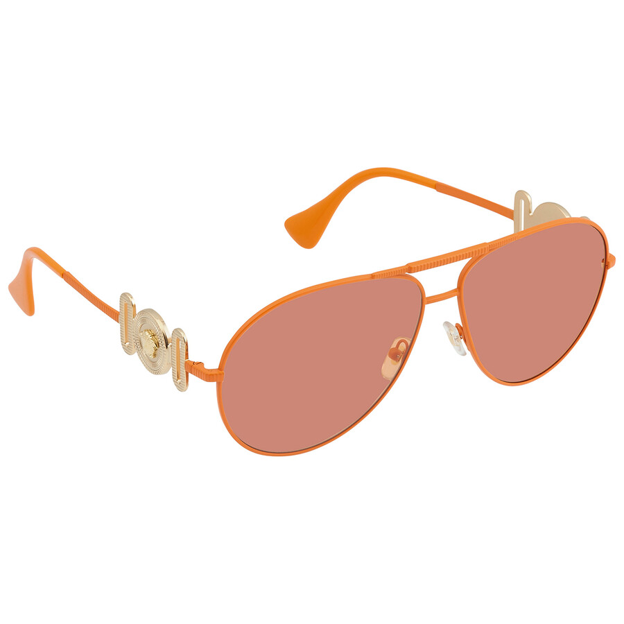 Versace Orange Pilot Unisex Sunglasses Ve2249 148574 65 In Orange