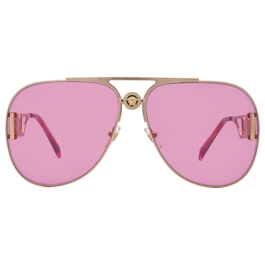 VERSACE VERSACE PINK MIRRORED INTERNAL SILVER PILOT UNISEX SUNGLASSES VE2255 1002A4 63