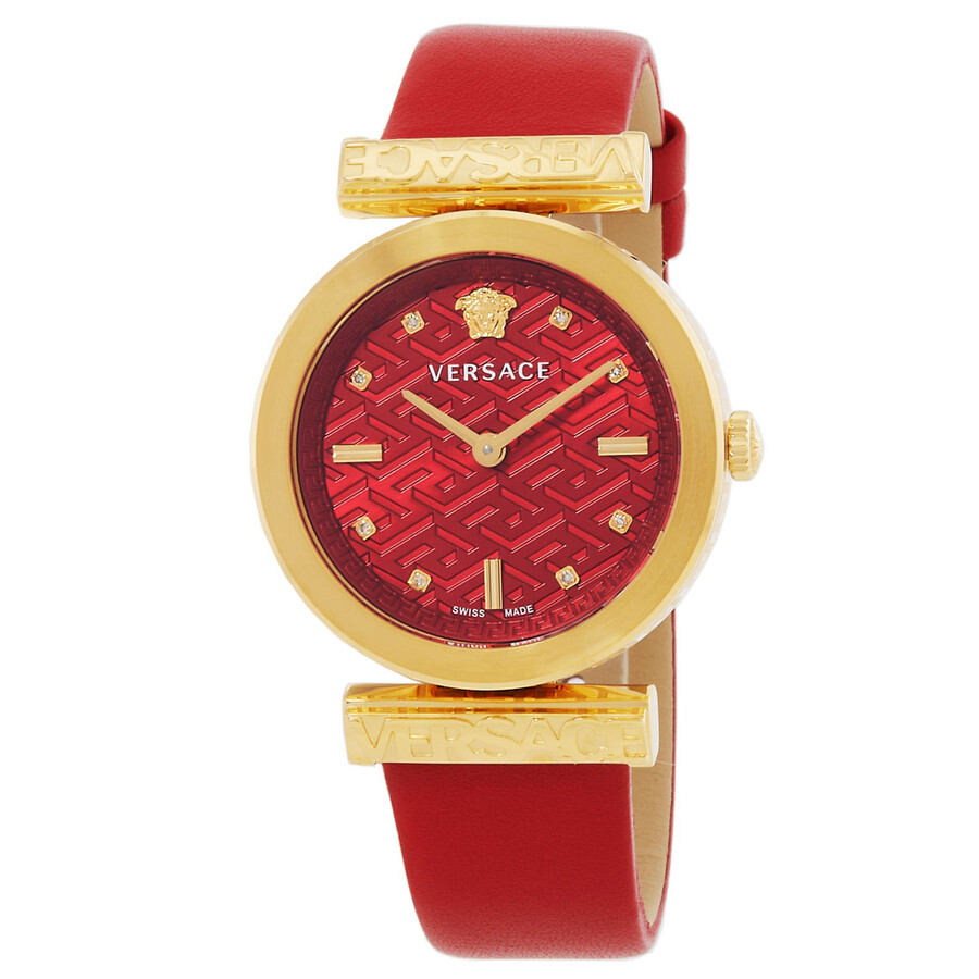 Versace Regalia Quartz Crystal Red Dial Ladies Watch