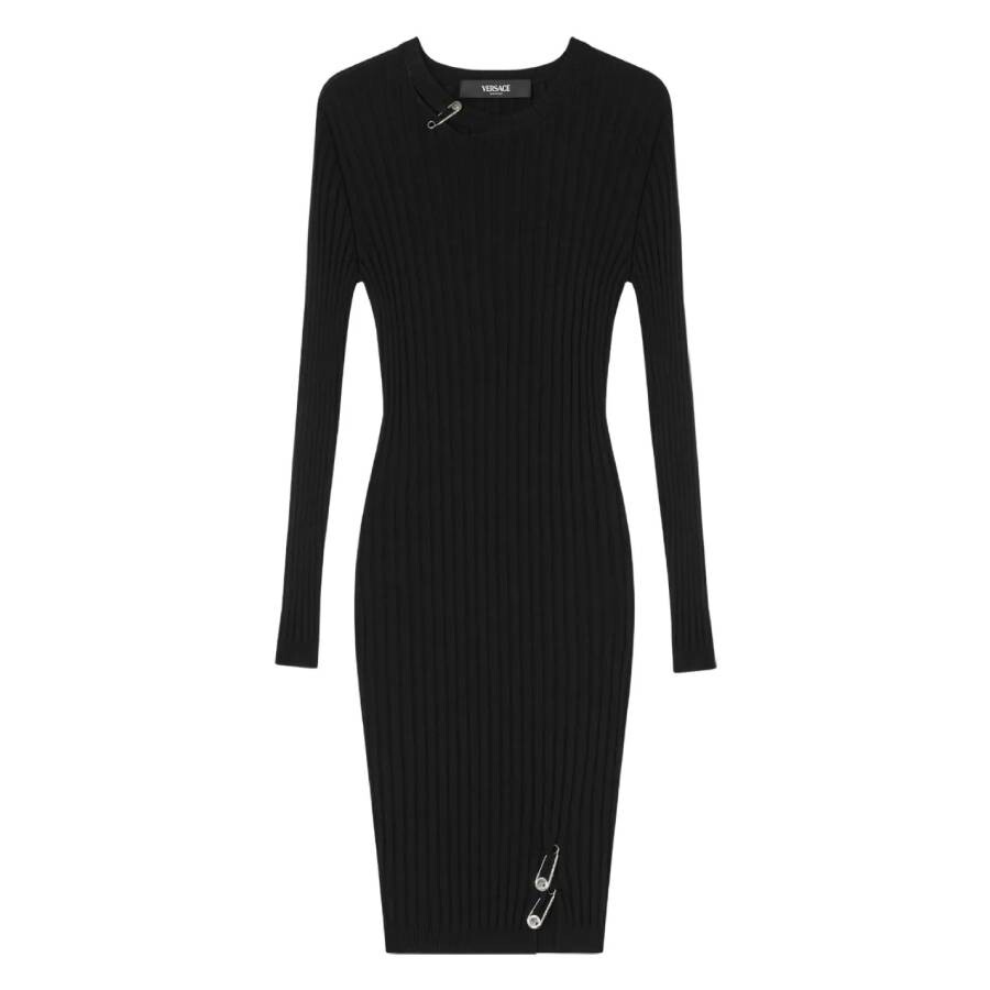 Safety Pin Ribbed-Knit Dress