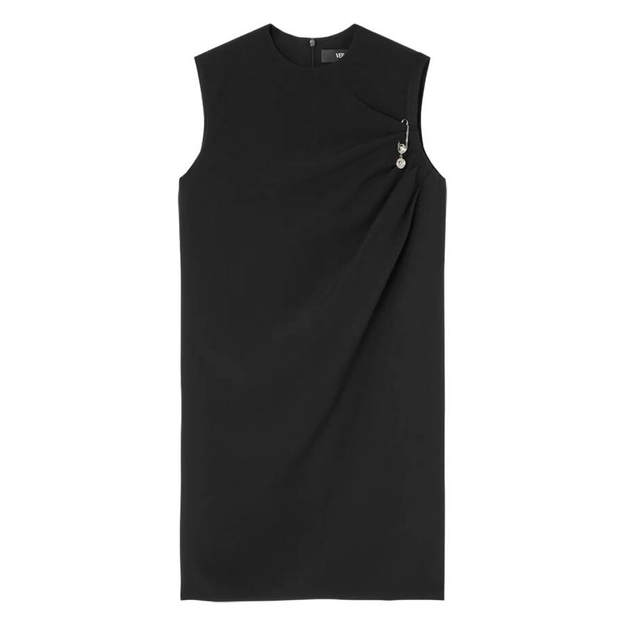 Safety Pin Satin Shirt Midi Dress