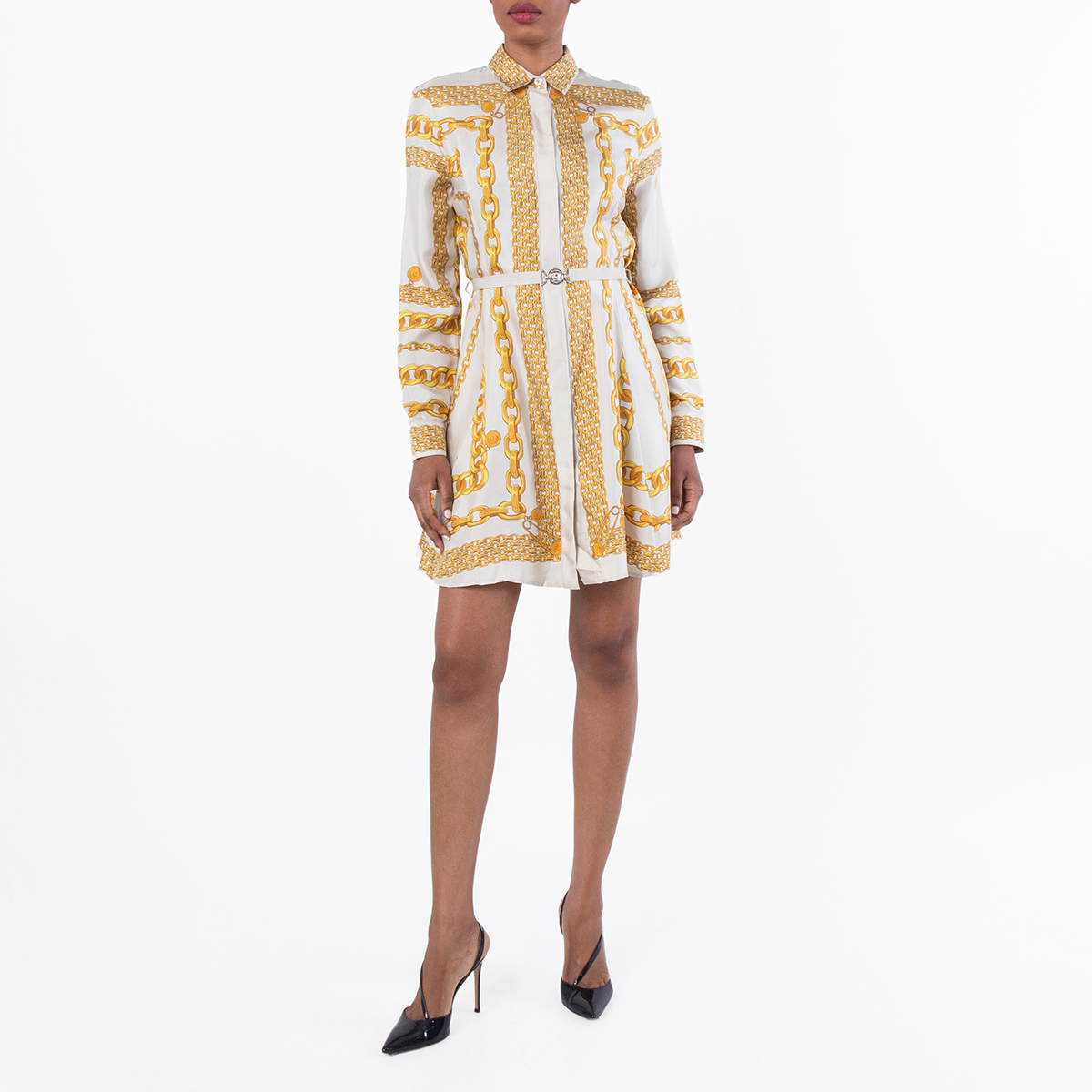 Versace Treasure Silk Mini Shirt Dress, female, Print, 38 Versace Treasure Silk Mini Shirt Dress, female, Print, 38