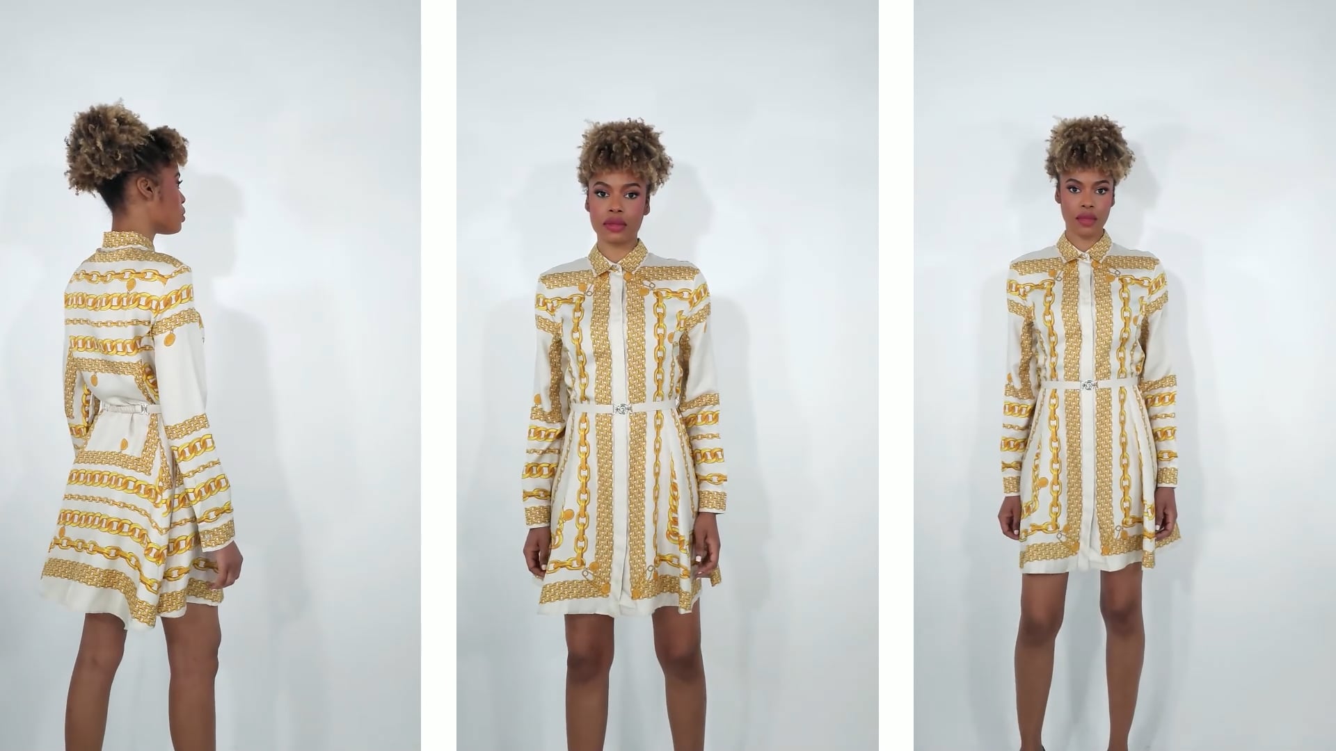 Versace Treasure Silk Mini Shirt Dress, Brand Size 38 ( US Size 2