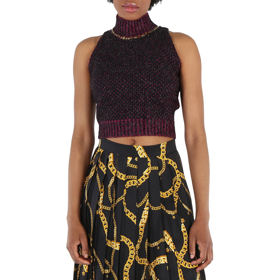 Tweed Turtleneck Cropped Wool-blend Top