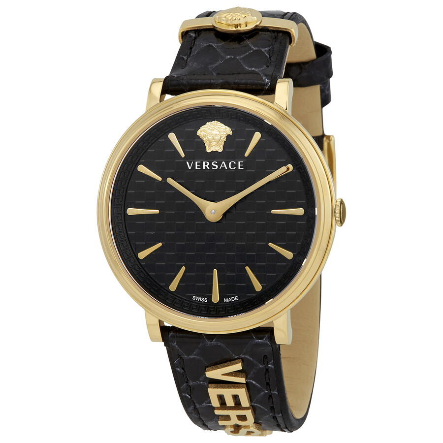 Versace V Circle Quartz Black Dial Ladies Watch VE8101019 7630030548284