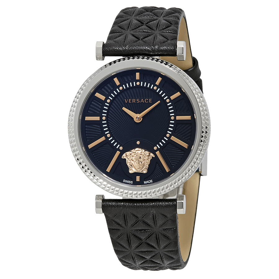 Versace VHelix Black Dial Leather Ladies Watch VQG020015 Versace